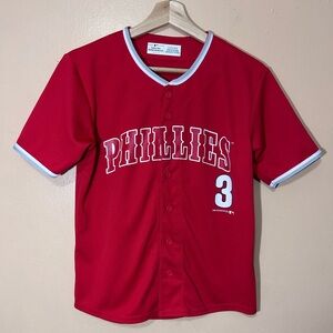MLB Philadelphia Phillies Bryce Harper #3 Red Jersey YOUTH Size L 10/12 EUC
